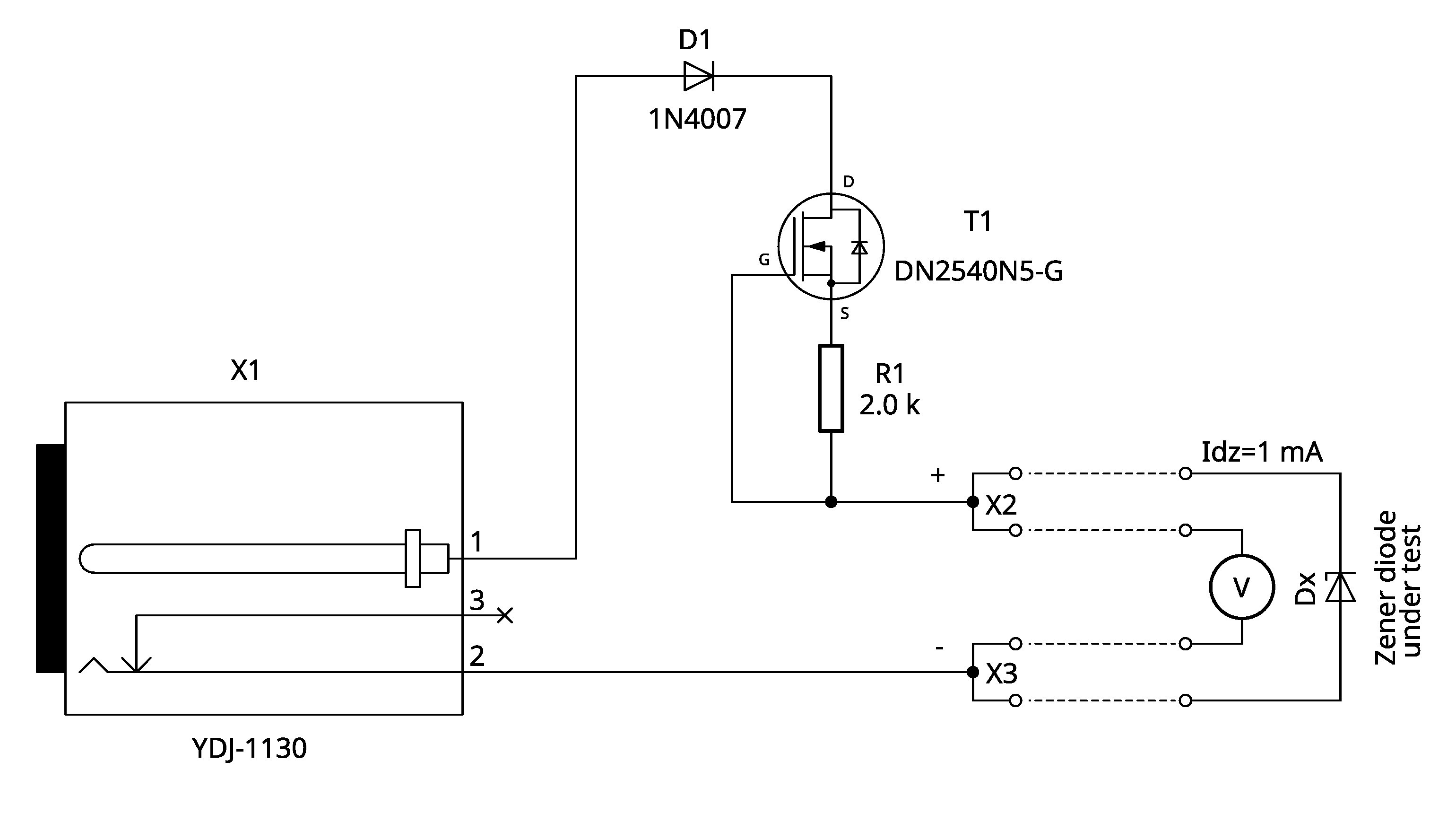 Electrical Schematic of the Zener Diode Tester